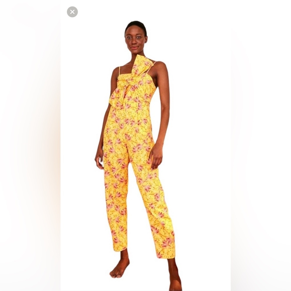 Farm Rio Yellow and Pink Floral Jumpsuit/ tropical vibes.